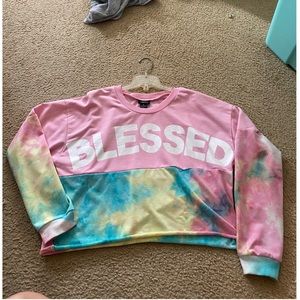 multicolor cropped sweatshirt